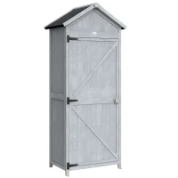 Outsunny Casetta In Legno, 77x52.5x178cm, Armadio con Banco Lavoro Ribaltabile(m-1)