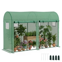 Outsunny Serra da Giardino 3x1x2m con 2 Porte Avvolgibili e 4 Finestre, Serra per Orto, Struttura Acciaio e Copertura PE, per Piante Verdure Fiori Frutta, Anti UV, Verde(m-1)