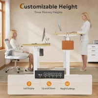 Elektrisch höhenverstellbarer Schreibtisch, Anti‑Kollisionssystem, stufenlos verstellbar, 72–118 cm, 160x70x72-118 cm, Eichenfarbe(m-8)