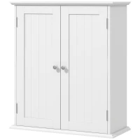 HOMCOM Bathroom Wall Cabinet, 3-Tier Wall-Mounted Bathroom Storage Cabinet with Adjustable Shelf, White(m-11)
