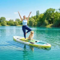 Outsunny Tabla de Paddle Surf Hinchable 320 cm, con Superficie Antideslizante Remo de Aluminio Ajustable Quilla Bomba y Mochila(m-10)