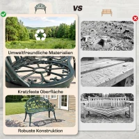 Outsunny Tweedezits Tuinbank 100 cm, Antiek Groen voor Tuin Comfort voor Gezins en Rustbank(m-6)