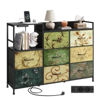 Kommode mit 8 Schubladen, kippsicher und verstellbare Füße, 119.5x29.8x86.1 cm, Vintagebraun(m-1)