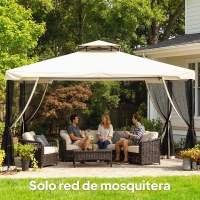 Outsunny 4 Paneles Laterales 3,4x2 cm para Carpa de Jardín Tela Mosquitera para Cenador Gazebo con Cremalleras y Anillas Negro(m-8)
