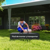 Outsunny Carpa Plegable 6x3 m Pop-up con 4 Laterales Desmontables Cenador de Jardín con 4 Ventanas y Bolsa de Transporte Gris(m-4)