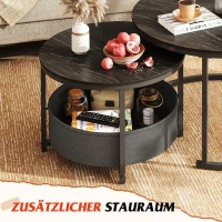 Couchtisch 2er-Set, flexibles 2‑in‑1-Design, modernes Design, 80x80x48.2 cm, Schwarz(m-4)