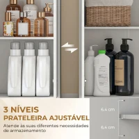 HOMCOM Armário Alto de Casa de Banho, Armário Estreito com 3 Prateleiras Abertas, Gaveta Canelada, Prateleira Ajustável, Branco(m-5)