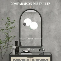 HOMCOM Miroir mural arche, 110 x 65 cm Cadre en bois, Miroir arqué pour le salon, la chambre, l'entrée, noir(m-6)