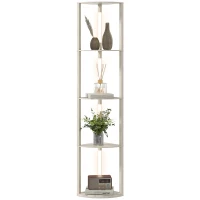 HOMCOM Lampadaire sur Pied Salon, Lampadaire avec Étagères d'Angle à 4 Niveaux, Lampe LED Dimmable, 41x29,5x163,5cm, Chêne(m-13)