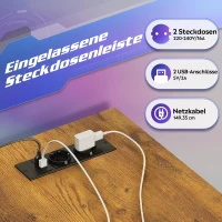 L-förmiger Eckschreibtisch mit RGB-LED, offene Ablagefächer, ergonomischer Monitoraufsatz, 122x80x87.5 cm, Braun(m-4)