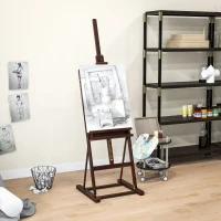 HOMCOM Cavalete de Pintura 230 cm com Altura e Ângulo Ajustáveis Arrumação para Adultos Artistas Pintores Castanho(m-9)
