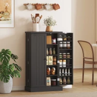 HOMCOM Kitchen Cupboard, Freestanding Multi-Storage Kitchen Pantry Cabinet with Adjustable Shelves, Black(m-10)