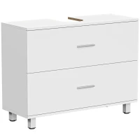 HOMCOM Mobile Sottolavabo Moderno con 2 Cassetti e Divisori per Lavabo Senza Piedistallo, 80x30x60 cm, Bianco(m-1)