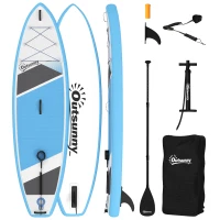 Outsunny Stand Up Paddling Board Set Aufblasbar 320cm SUP Board mit Verstellbares Paddel Rutschfest EVA-Deck Fußschlaufe Pumpe(m-12)