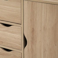 HOMCOM Bathroom Cabinet, Freestanding Storage Cabinet with 4 Drawers, Door Cupboard for Living Room, Kitchen, Bedroom, Natural(m-9)