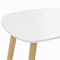 HOMCOM Lot de 2 tables basses gigognes design scandinave pieds en bois et plateau en bois, blanc et bleu(m-12)
