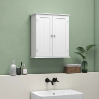 HOMCOM Bathroom Wall Cabinet, 3-Tier Wall-Mounted Bathroom Storage Cabinet with Adjustable Shelf, White(m-7)