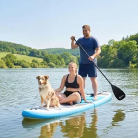 Outsunny Stand Up Paddling Board Set Aufblasbar 320cm SUP Board mit Verstellbares Paddel Rutschfest EVA-Deck Fußschlaufe Pumpe(m-2)