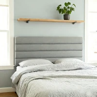 HOMCOM Cabeceira de Cama 140 cm Altura Ajustável em 3 Níveis 106/116/126 cm Estofada em Linho Cinza(m-8)