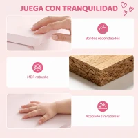 AIYAPLAY Tocador de Maquillaje Niñas con Taburete 3 Espejos Desmontables 2 Cajones 2 Armarios 7 Accesorios para +3 Años Rosa(m-8)
