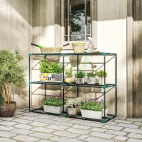 Outsunny Portapiante a 3 Livelli Aperti in Acciaio e Plastica, 143x48x100 cm, Verde Scuro(m-2)