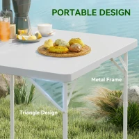 Outsunny 34/74cm Folding Camping Table, with Handle - Grey(m-5)