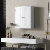 HOMCOM Bathroom Wall Cabinet, 3-Tier Wall-Mounted Bathroom Storage Cabinet with Adjustable Shelf, White(m-2)