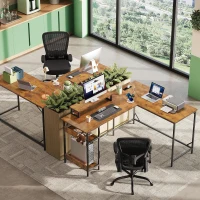 2-in-1 Gaming-Eckschreibtisch, hochwertiger Tischplatte, flexibel als L‑Form oder I‑Form aufbaubar, 152x50x87.5 cm, Braun(m-2)