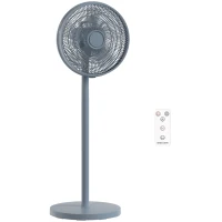 HOMCOM 40 cm Standing Fan, Cooling Floor Fan with 80° Oscillating, Adjustable Tilt and Height, 4 Speed, Remote Control, Grey(m-1)