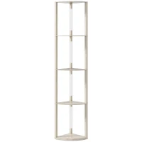 HOMCOM Lampadaire sur Pied Salon, Lampadaire avec Étagères d'Angle à 4 Niveaux, Lampe LED Dimmable, 41x29,5x163,5cm, Chêne(m-1)