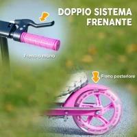 AIYAPLAY Monopattino per Bambini 3-8 Anni con Ruote Luminose, Impugnatura Regolabile e Freno Posteriore, Rosa(m-6)