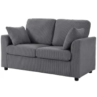 HOMCOM 2 Seater Sofa, Corduroy Small Couch with Spring Cushion, Wide and Deep Seat, Dark Grey(m-14)