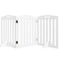 PawHut Barrera de Seguridad para Perros Plegable 155 cm Valla para Perros Medianos de 3 Paneles con Pies Extraíbles Blanco(m-1)