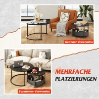 Couchtisch 2er-Set, flexibles 2‑in‑1-Design, modernes Design, 80x80x48.2 cm, Schwarz(m-5)