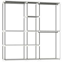 HOMCOM Armario de Ropa 182x43x185 cm Armario Abierto con 8 Estantes de Tela Barras para Colgar Marco de Metal Gris Claro