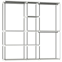 HOMCOM Armario de Ropa 182x43x185 cm Armario Abierto con 8 Estantes de Tela Barras para Colgar Marco de Metal Gris Claro(m-1)