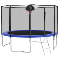 Trampolin Outdoor, verstärkten Beintraversen, doppelt gepolstertem Sicherheitsnetz, 366x366x256 cm, Blau(m-2)