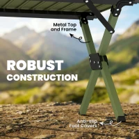Outsunny 4ft Folding Camping Table, Waterproof Picnic Table with Roll Up Top, Carrying Bag and Metal Frame, Green(m-5)