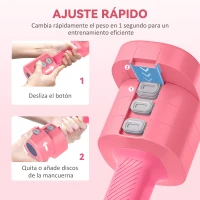 SPORTNOW Juego de Mancuernas Ajustables 4 en 1 de 1/1,5/2/2,5 kg con Mangos Antideslizantes y Diseño Cuadrado para Casa Gimnasio(m-5)