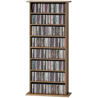 HOMCOM Depozitare pentru CD și DVD cu 8 compartimente și 6 rafturi reglabile, capacitate max. 360 CD/185 DVD și Blu-ray, nuc(m-9)