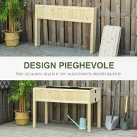 Outsunny Letto per Orto Rialzato Pieghevole in Legno con Fori di Drenaggio, 115x56x76 cm, Color Legno(m-4)