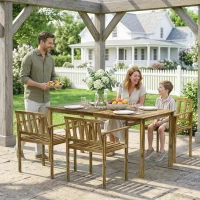 Outsunny Set da Pranzo da Giardino 5 Pezzi, Tavolo e Sedie per 4 Persone, Teak(m-8)