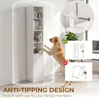 HOMCOM Bookcase Adjustable Shelf Bookshelf Anti-Tip Hardware 6-Tier Storage Cabinet White Wood Effect(m-7)