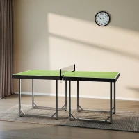 HOMCOM 6ft Table Tennis Table, Ping Pong Table with Net, Foldable and Portable Ping Pong Set for Indoor Use, Easy Assemble, Midsize, Green(m-7)