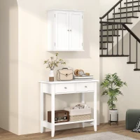 HOMCOM Bathroom Wall Cabinet, 3-Tier Wall-Mounted Bathroom Storage Cabinet with Adjustable Shelf, White(m-6)
