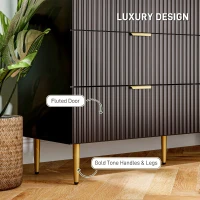 HOMCOM Cassettiera 6 Cassetti Moderna con Maniglie Dorate, 120x40x76.5cm, Nero(m-4)