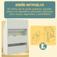 HOMCOM Estantería Infantil de Madera con 3 Compartimentos 2 Cubos y Cajón Móvil con 4 Ruedas 60x29,9x90 cm Verde(m-5)