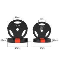 SPORTNOW Kit Pesi con 2 Dischi da 5 kg e 2 Dischi da 2.5 kg in Polipropilene e Sabbia, Ø27x4.5 cm e Ø24x3.5 cm, Nero(m-3)