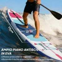 Outsunny Sup Gonfiabile con Pagaia Regolabile e Accessori, in Plastica ed EVA, 305x89x15 cm, Blu Rosso Rosa(m-4)
