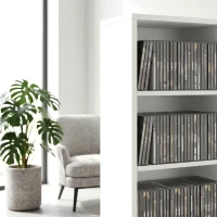HOMCOM 835 CD/500 DVD Storage Unit, Blu-ray Media Storage Shelf with 27 Compartments and 21 Adjustable Shelves, White(m-12)